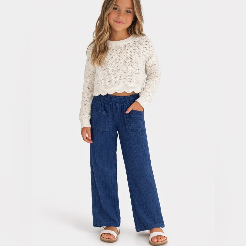 Girls Bundle Open Stitch H&M Cotton Sweater Wise Leg Cotton Pants Size 10